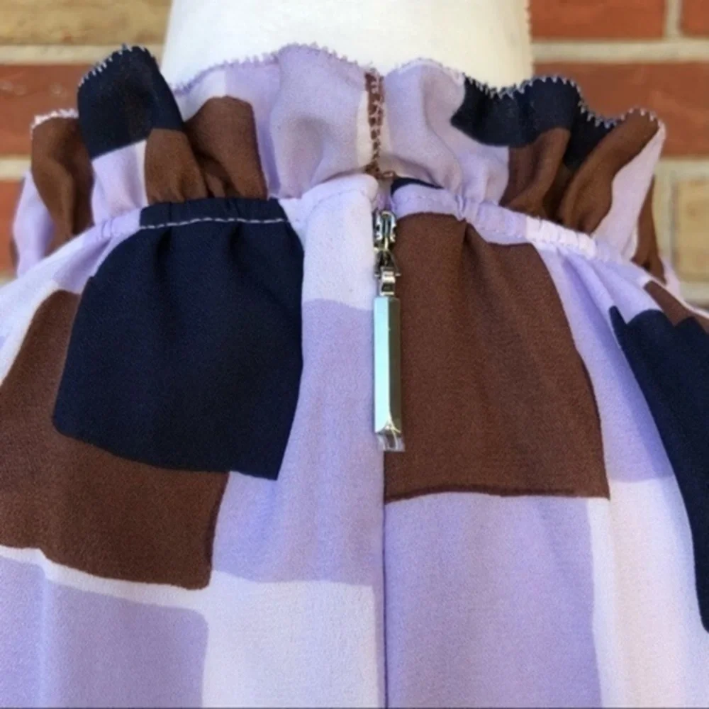 kate spade Ruffled Sheer Purple White Split/Long Sleeve Dress 👗